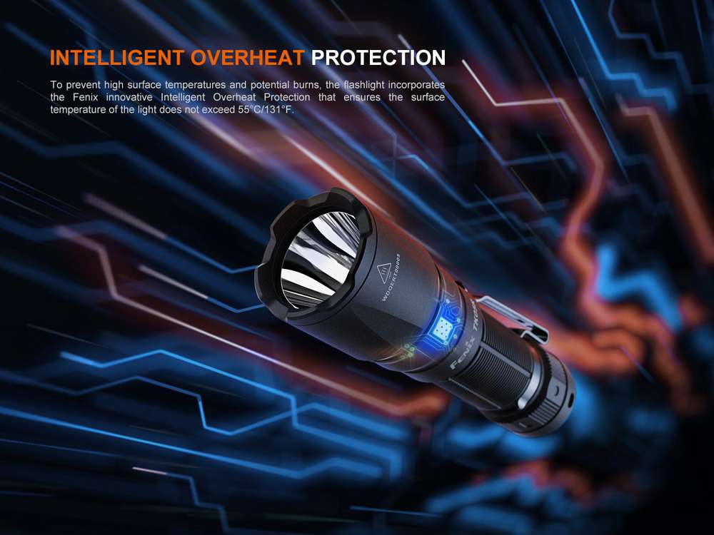 Fenix TK05R 1000lm 450m Rechargeable Tactical EDC Flashlight Senter LED Fenix TK05R adalah senter compact dengan candela tinggi, menggunakan parabolic reflector, yang dirancang dengan presisi. Desain senter menghasilkan sinar output yang terkonsentrasi dan terfokus tajam, dioptimalkan untuk visibilitas jarak jauh yang luar biasa, baik dalam kondisi cahaya sekitar yang gelap atau menembus penghalang optik seperti kaca film. Senter ini dapat memfasilitasi pencahayaan untuk identifikasi potensi ancaman secara cepat dan tepat. Dilengkapi dengan baterai 1100mAh yang dapat diisi ulang, senter Fenix TK05R ini dilengkapi port pengisian yang menggunakan kabel USB Type-C yang disertakan. Memiliki peringkat IP68 dan konstruksi bahan bodi aluminium A6061-T6 yang kokoh. Pancaran output cahaya yang terfokus sangat bermanfaat untuk mengamati obyek jarak jauh, meminimalkan pantulan cahaya ke arah pengguna, sehingga menjaga penglihatan pada malam hari. Fenix TK05R dapat memberikan kinerja pencahayaan yang handal di beragam skenario.