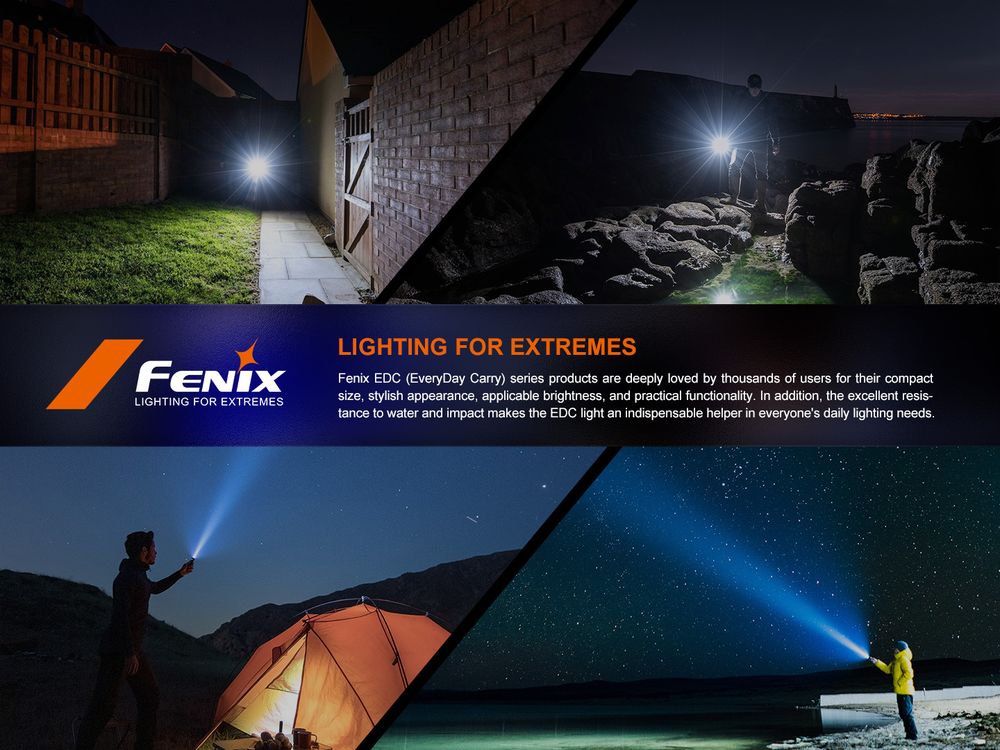 Fenix E-Spark 100lm 30m Emergency Powerbank Rechargeable Flashlight Senter LED Fenix ​​E-Spark adalah senter gantungan kunci yang dapat diisi ulang dengan fungsi power bank. Dilengkapi dengan built-in baterai 800mAh, menghasilkan output maksimum 100 lumens. Isi ulang baterai melalui port pengisian daya USB Type-C saat anda membutuhkan penerangan konstan, dan senter ini juga mampu mengisi daya ponsel anda untuk keadaan darurat. Dilengkapi fungsi cahaya output merah dan merah flashing untuk memberi sinyal. Sertakan senter ini di kunci anda, di saku, atau laci agar selalu berada di dekat anda.