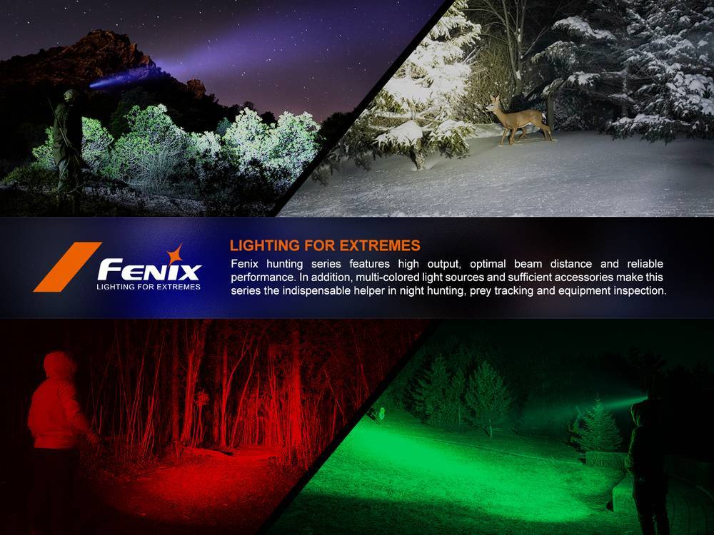 Fenix HT18R 2800lm 1100m Rechargeable Hunting Flashlight Berburu Senter LED Fenix ​​HT18R dirancang khusus untuk penerangan aktivitas berburu. Ditenagai oleh satu baterai berkapasitas besar 5000mAh, senter ini menghasilkan output tembakan sinar jarak jauh hingga 1100 meter dan max output hingga 2800 lumens, memberikan pencahayaan luar biasa dengan jarak yang sangat jauh. Dilengkapi adaptor filter merah dan hijau, yang membantu berbagai kebutuhan pencahayaan dalam aktivitas berburu. Senter ini dilengkapi empat mode output tersedia untuk memberi Anda beragam pilihan. Perlindungan berperingkat IP68 memungkinkan senter berfungsi dengan baik, baik dalam kondisi cuaca buruk. Fitur tambahannya termasuk saklar ekor taktis (tail switch) dan port pengisian daya USB Type-C bawaan. Dengan semua kelebihan ini, Fenix HT18R ini pasti akan menjadi pilihan sangat tepat dalam pencahayaan jarak jauh seperti berburu dan pencarian (search and rescue).
