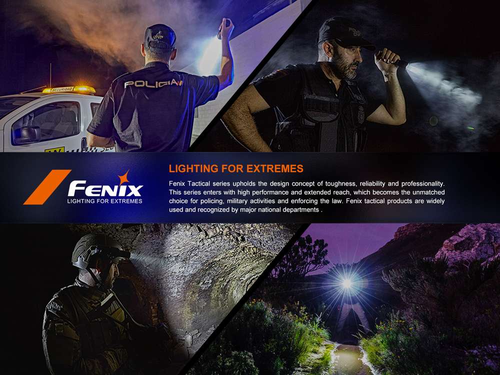 Fenix TK05R 1000lm 450m Rechargeable Tactical EDC Flashlight Senter LED Fenix TK05R adalah senter compact dengan candela tinggi, menggunakan parabolic reflector, yang dirancang dengan presisi. Desain senter menghasilkan sinar output yang terkonsentrasi dan terfokus tajam, dioptimalkan untuk visibilitas jarak jauh yang luar biasa, baik dalam kondisi cahaya sekitar yang gelap atau menembus penghalang optik seperti kaca film. Senter ini dapat memfasilitasi pencahayaan untuk identifikasi potensi ancaman secara cepat dan tepat. Dilengkapi dengan baterai 1100mAh yang dapat diisi ulang, senter Fenix TK05R ini dilengkapi port pengisian yang menggunakan kabel USB Type-C yang disertakan. Memiliki peringkat IP68 dan konstruksi bahan bodi aluminium A6061-T6 yang kokoh. Pancaran output cahaya yang terfokus sangat bermanfaat untuk mengamati obyek jarak jauh, meminimalkan pantulan cahaya ke arah pengguna, sehingga menjaga penglihatan pada malam hari. Fenix TK05R dapat memberikan kinerja pencahayaan yang handal di beragam skenario.