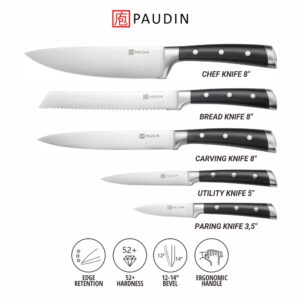 edc.id pisau dapur paudin kitchen knife 5 in 1 knife block set