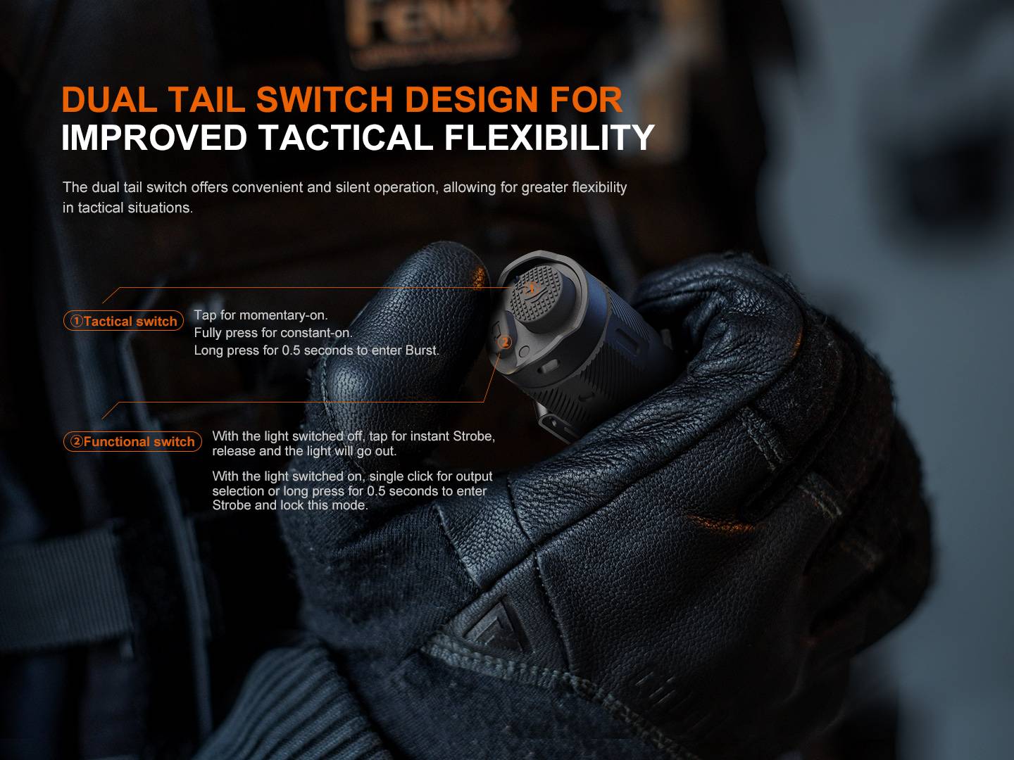 Fenix TK17 3600lm 330m Dual Switch Tactical Flashlight Senter LED Fenix TK17 adalah senter taktis serbaguna dengan sakelar ganda untuk strobe instan serta burst instan. Senter ini menawarkan keluaran maksimum 3600 lumens (burst mode) dan dapat bekerja hingga 60 jam dengan baterai 6000mAh USB-C yang dapat diisi ulang dan juga dapat digunakan untuk mengisi daya perangkat lain. Indikator level baterai yang didesain baru memberikan pembaruan waktu nyata tentang status baterai anda. Dengan ukuran yang ringkas dan kekuatan cahaya yang mengesankan, Fenix TK17 direkomendasikan untuk kebutuhan taktis, penegakan hukum, dan misi SAR.