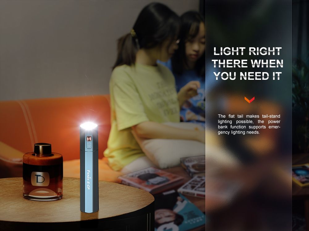 Fenix E-CP 1600lm 222m Jet Black Rechargeable Powerbank Flashlight Senter LED Fenix ​​​​E-CP adalah senter high output dengan fitur power bank, yang mampu menghasilkan output hingga 1600 lumens,  dengan jarak pencahayaan hingga 222 meter. Baterai berkapasitas tinggi 5000mAh built-in dapat bertahan hingga 504 jam. Senter inovatif ini mendefinisikan keserbagunaan yang maksimum, dapat digunakan sebagai senter sehari-hari atau power bank. Dilengkapi dengan antarmuka USB-A dan USB Type-C, mendukung pengisian cepat 18W yang efisien, baik untuk mengisi daya senter itu sendiri atau untuk mengisi daya perangkat digital eksternal seperti ponsel. Bodi senter terbuat dari aluminium yang kuat, dengan peringkat tahan debu dan tahan air IP68, Fenix E-CP adalah pilihan terbaik untuk penggunaan sehari-hari, aktivitas di luar ruangan, maupun hadiah untuk keluarga dan teman anda.