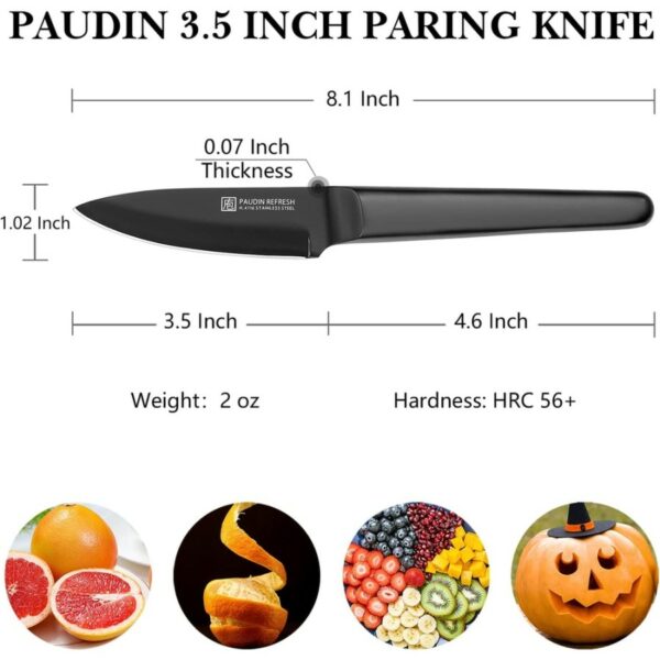 Pisau Dapur Paudin RC5 Premium Kitchen Paring Knife 3.5 Inch 1.4116 StainlesSteel Stainless Steel Handle + Gift Box Pisau Dapur Paudin RC5 Premium Kitchen Paring Knife 3.5 Inch 1.4116 StainlesSteel Stainless Steel Handle + Gift Box <strong>High Carbon Steel:</strong> This paring knife is made of 1.4116 stainless steel with 56+ Rockwell hardness. It is rust-resistance, durable and long lasting on quality. <strong>Ultra Sharp Blade:</strong> The double-bevel edge with 15 degrees for best sharpness and edge retention. The blade is wide at 1.18 inch which makes cutting more effortless and comfortable. It is non-sticking and easy to clean. <strong>Ergonomic Hollow Handle:</strong> The handle of the fruit knife is ergonomic, maintaining the perfect balance at pinch point, it is comfortable and effortless as while using. <strong>Swedish Design:</strong> The kitchen knife was designed by the Swedish. The style is modern and simplicity.