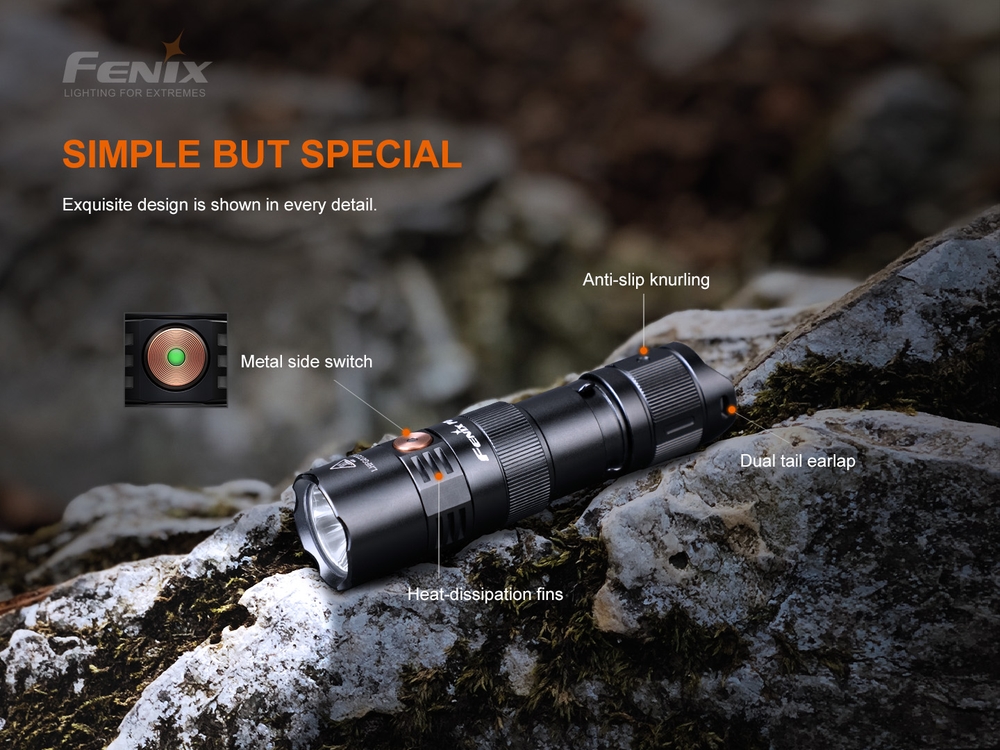 Fenix PD25R Sierra Green 800lm 250m Rechargeable Flashlight Senter LED Senter Fenix ​​​​PD25R Sierra Green adalah senter portabel dengan port pengisian Tipe-C yang tersembunyi. PD25R menghasilkan output maksimum 800 lumens dan jarak cahaya hingga 250 meter. PD25R ditenagai oleh satu baterai Li-ion 16340 yang dapat diisi ulang (termasuk) atau dapat beroperasi dengan baterai Lithium CR123A sekali pakai. Indikator level baterai boot-up memungkinkan anda selalu mengetahui status baterai. Nyala/mati dan nyalakan sesaat diaktifkan dengan sakelar ekor taktis dan enam mode pencahayaan dipilih dengan sakelar samping termasuk mode strobo. Bawa Fenix ​​​​PD25R sesuai keinginan anda, di ransel, ikat pinggang, atau sistem MOLLE dengan klip bodi dua arah. Ringkas dan kokoh dengan peringkat tahan debu dan tahan air IP68, senter ini sangat cocok untuk hampir semua aktivitas luar ruangan atau pekerjaan.