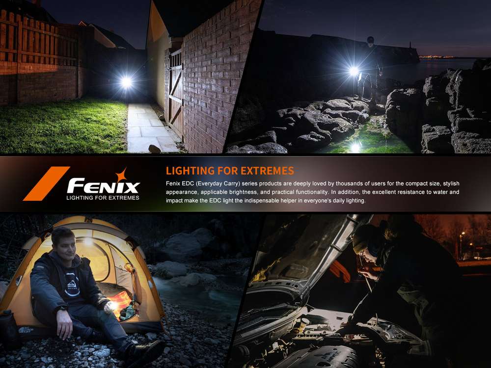 Fenix E12 V3.0 200lm 78m Flashlight Senter Mini LED Fenix ​​E12 V3.0 adalah senter EDC portabel yang ringan. Ditenagai oleh satu baterai AA, senter ini memiliki output maksimum 200 lumens dan dapat memancarkan sinar hingga 78 meter, untuk memenuhi kebutuhan pencahayaan anda. Daya baterai tidak akan dikonsumsi dalam status siaga / standby, yang menyediakan daya yang cukup untuk setiap penggunaan. Pocket clip dua arah dan ekor magnetis memungkinkan penggunaan yang nyaman dan bebas genggam. Fitur tambahan mencakup kemampuan tail standing dan perlindungan berperingkat IP68. Baik Anda sedang bekerja atau bepergian, Fenix ​​E12 V3.0 akan selalu ada untuk menerangi aktivitas anda.