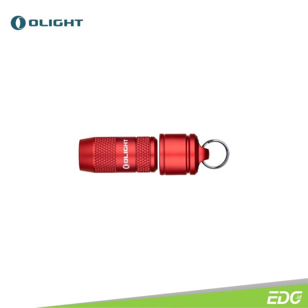 Olight imini Red 10lm 10m Flashlight Senter LED Olight imini is a quick-release keychain flashlight. Powered by 3 LR41 button cells, it produces a single output of 10 lumens. To activate the light, just pop it off the magnetic cap. The magnetic base allows you to attach the light to iron surfaces for hands-free use. Quick, super mini, and stylish, the imini provides convenience when you need the light in a hurry.