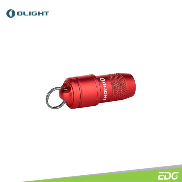 Olight imini Red 10lm 10m Flashlight Senter LED Olight imini is a quick-release keychain flashlight. Powered by 3 LR41 button cells, it produces a single output of 10 lumens. To activate the light, just pop it off the magnetic cap. The magnetic base allows you to attach the light to iron surfaces for hands-free use. Quick, super mini, and stylish, the imini provides convenience when you need the light in a hurry.