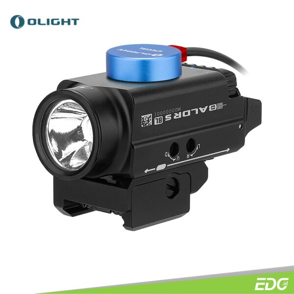 Olight Baldr S BL Black 800lm Senter LED Weaponlight+ Blue Laser Olight Baldr S BL is one of the industry-leading compact light/BL beam combos on the market. Its white light output is as bright as  800 lumens. The newly introduced BL beam provides perceptible but not glaring aiming assistance both day and night. Using the  setting switch, you can change between the white light, BL beam, and combo settings easily without turning it off. The built-in 3.7V  380mAh lithium polymer battery ensures a max runtime of 140 minutes. The Baldr S BL still features the patented rail mount to  easily slide the light to your desired position and includes two types of rail adapters to fit both Glock and Picatinny rails. With the  quick-install system, you can attach and release the light in seconds. Delivering powerful illumination and an intense blue dot, the  Baldr S BL will bring an awesome lighting and aiming experience when used with your compact or subcompact setups.