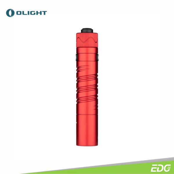 Olight i5R EOS Red 350lm 64m Flashlight LSenter ED Olight i5R EOS Red is the rechargeable version of i5T EOS, one of our most popular tail-switch EDC flashlights. It adopts a customized 1420mAh Li-ion battery with an integrated USB Type-C interface for charging. The high-performance LED, paired with a PMMA lens, produces a soft and balanced beam up to 350 lumens. Like the i5T EOS, it features a tail switch, aerospace grade aluminum alloy body, unique double helix knurling, and a two-way pocket clip. The i5R is the perfect upgrade with higher performance and a rechargeable design.