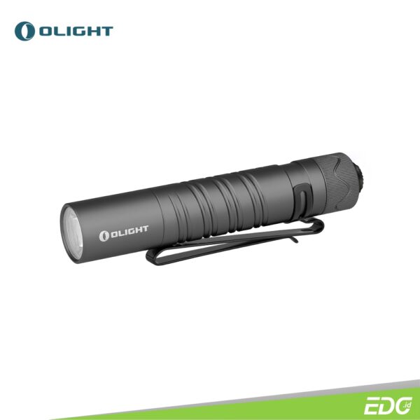 Olight i5R EOS Gunmetal Grey 350lm 64m Flashlight Senter LED Olight i5R EOS Gunmetal Grey is the rechargeable version of i5T EOS, one of our most popular tail-switch EDC flashlights. It adopts a customized 1420mAh Li-ion battery with an integrated USB Type-C interface for charging. The high-performance LED, paired with a PMMA lens, produces a soft and balanced beam up to 350 lumens. Like the i5T EOS, it features a tail switch, aerospace grade aluminum alloy body, unique double helix knurling, and a two-way pocket clip. The i5R is the perfect upgrade with higher performance and a rechargeable design.