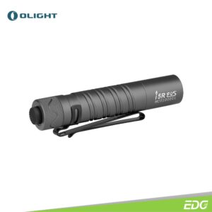 Olight i5R EOS Gunmetal Grey 350lm 64m Flashlight Senter LED Olight i5R EOS Gunmetal Grey is the rechargeable version of i5T EOS, one of our most popular tail-switch EDC flashlights. It adopts a customized 1420mAh Li-ion battery with an integrated USB Type-C interface for charging. The high-performance LED, paired with a PMMA lens, produces a soft and balanced beam up to 350 lumens. Like the i5T EOS, it features a tail switch, aerospace grade aluminum alloy body, unique double helix knurling, and a two-way pocket clip. The i5R is the perfect upgrade with higher performance and a rechargeable design.