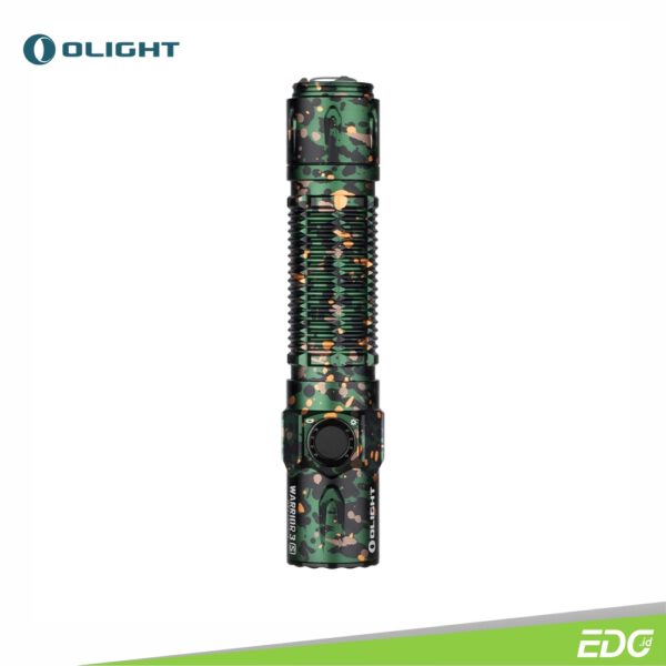 Olight Warrior 3S Camouflage 2300lm 300m Rechargeable Tactical Flashlight Senter LED <strong>(Note: Patern / motif pada setiap unit akan berbeda - beda)</strong> Olight Warrior 3S Camouflage is a powerful dual-switch tactical flashlight with a proximity sensor. The cool white LED paired with a TIR optic lens delivering up to 2,300 lumens. It features 6 output settings that can be selected on demand using the side switch. For tactical operations, the dual-stage tail switch allows quick and easy access to the most important settings such as turbo and strobe. The newly adopted proximity sensor drops the brightness level proactively in case of obstruction. The bezel is also less aggressive than before for a more comfortable pocket-carry experience. Like the Warrior 3, its tailcap is compatible with an optional lock-on dual-button remote switch for WML application. Powered by a 5000mAh 21700 battery, it charges easily by the MCC3 cable. The 4-level battery and brightness indicators around the side switch always keep you informed about its status. The Warrior 3S is a do-it-all tactical flashlight that will guide you through any situation.