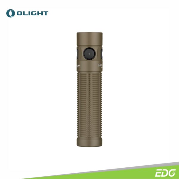 Olight Baton 3 Pro Max Magnesium Alloy Desert Tan CW Rechargeable Flashlight Senter LED Olight Baton 3 Pro Max Magnesium Alloy Desert Tan CW (Cool White 5700 – 6700K) is a compact but powerful EDC flashlight that delivers up to 2,500 lumens, ensuring you have enough light for any occasion. The optical system has been optimized, allowing the hidden proximity sensor to still protect you from potential risks of lens obstruction or accidental activation, while solving the problem of hypersensitivity. Users can disable the sensor temporarily or permanently and reenable it as desired. It also features a new way to check battery level: just quickly shake the flashlight to activate its battery indicator. The battery level is clearly shown with this simple shake and without needing to turn on the flashlight. Easily charge its included 5000mAh battery with Olight’ s signature magnetic charging cable and it will run up to 60 days. The included L-shape stand is used to store the flashlight conveniently.