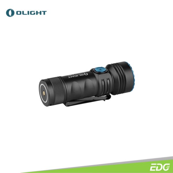 Olight Seeker 4 Mini Black CW 1200lm + UV Rechargeable Flashlight Senter LED Olight Seeker 4 Mini is an LED flashlight with two sources cool white light and one UV emitter. A brightness range between 2 and 1200 lumens is accessible via the side switch for easy control. Olight Seeker 4 Mini has a magnetically rechargeable battery that takes just 1.5 hours to refill. Simply snap the magnetic charge cord onto the end cap for a fast recharging break. Weighing less than 4 ounces and outfitted with a two-way pocket clip, this light is simple to carry with you as an EDC or a bright light outdoors.