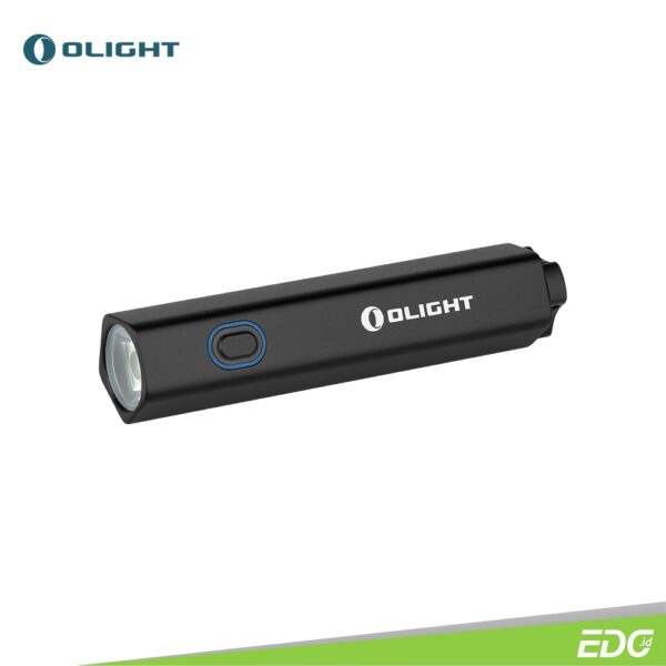 Olight Diffuse Black 700lm Flashlight Senter Mini LED Olight Diffuse is a sleek, compact, and lightweight EDC flashlight with a maximum output of 700 lumens. Its 6 different modes can satisfy most daily lighting needs. Due to its compact size, similar to that of a lipstick, Diffuse can easily be carried in a pocket for added convenience. With a unique pentagonal prism-shaped body, it fits well in the hand. Diffuse has its side switch wrapped around by a creative 3-colored power indicator, which shows the remaining power intuitively. Its wide working voltage range makes it compatible with all AA batteries. It is indeed an ideal option for an everyday-carry light.