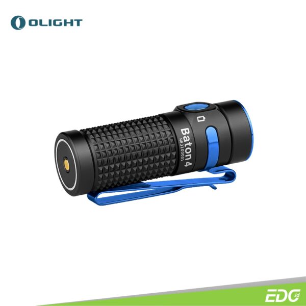 Olight Baton 4 Black 1300lm 170m Rechargeable Flashlight Senter Mini LED Olight Baton 4 is the upgraded version of Olight's popular Baton 3. Equipped with a high-performance LED and TIR lens for a soft and balanced beam, this extremely compact light delivers an incredible maximum beam of 1,300 lumens, reaching up to 170 meters.The flashlight features a laser micro-perforated indicator that intuitively shows the remaining brightness and battery life. It is powered by a customized rechargeable 650mAh lithium-ion battery and can last up to 30 days in Moonlight mode. The upgraded anti-slip texture looks exquisite and enhances grip. The Baton 4 is the ultimate pocket light in terms of performance and convenience.