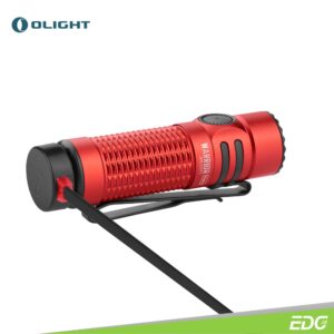 Olight Warrior Nano Red 1200lm 135m Rechargeable Flashlight Senter LED Olight Warrior Nano is Olight`s most compact rechargeable tactical flashlight. It delivers an impressive output of 1,200 lumens and has a throw of 135 meters, all in a compact 3.19-inch-long form. The Warrior Nano features a metal side switch for daily use and a tail switch for tactical operations. The tri-color battery indicator displays the battery level and alerts when it is time to charge. Designed with user safety features, it includes lockout and Half-Turbo mode, making it pocket-safe. It is fast and easy to recharge with the included MCC magnetic charging cable. The two-way stainless steel pocket clip allows for bezel up or bezel down carry. As a must-have for storage and display, the sturdy L-stand included ensures your flashlight is always easy to find and within reach. Compact but mighty, Warrior Nano is suitable for outdoor lighting, hiking, camping and is also a perfect choice for other illumination needs.