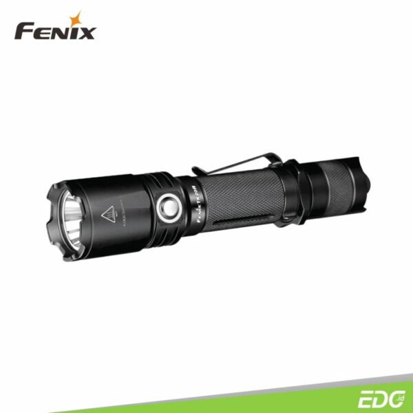Fenix TK20R Cree XP-L HI V3 1000lm 310m Flashlight Senter LED Fenix ​​TK20R adalah senter isi ulang Mikro-USB yang dirancang untuk aplikasi taktis. Senter ini memberikan jarak sinar maksimum hingga 310 meter dengan memanfaatkan LED CREE XP-L HI V3, dan memiliki output maksimal 1000 lumens. Selain itu, ini didukung oleh satu baterai Li-ion 18650 yang dapat diisi ulang, dan dua CR123A tahan suhu dingin dapat digunakan sebagai baterai siaga. Fiturnya adalah dual layer body, perawatan waterproofing bagian dalam; dan saklar ekor taktis (tail switch) dan saklar samping (side switch) yang memungkinkan akses dengan mudah ke empat tingkat output dan strobe. Senter yang ringkas namun kuat ini ideal untuk aplikasi taktis, industri, dan berburu.